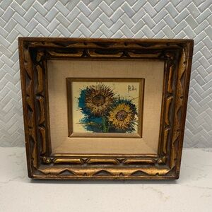 Pat Davis Sun Flowers Oil Painting - Signed And Framed See Pictures Framed Japan